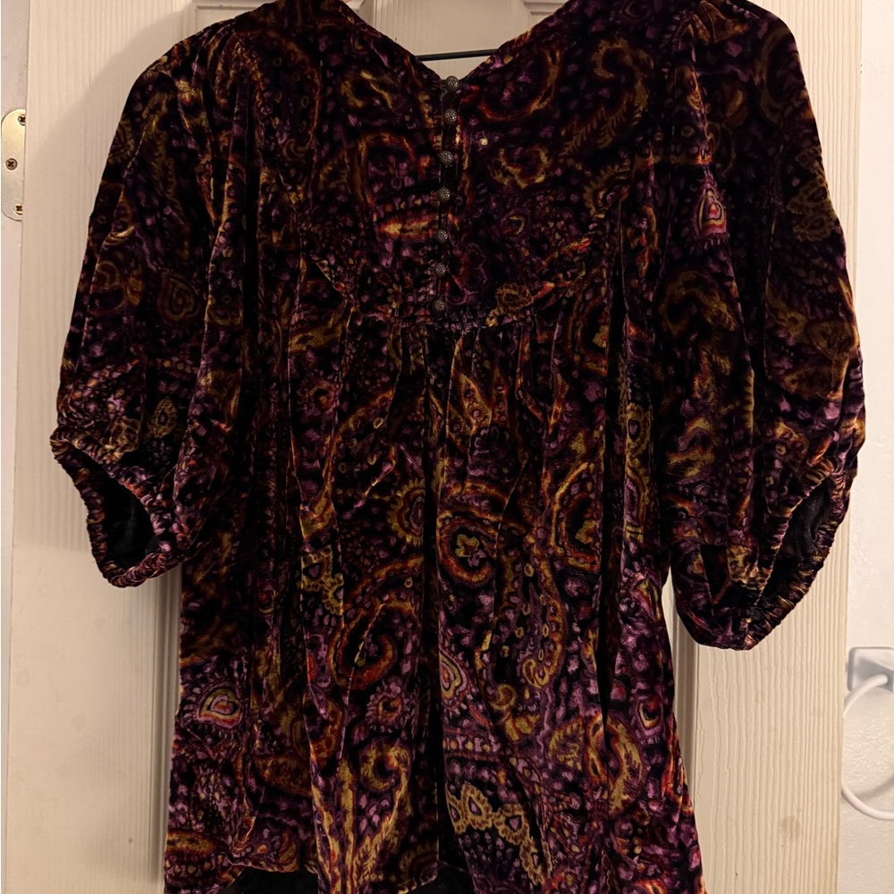 Anthropologie Multicolor Paisley Velvet Blouse